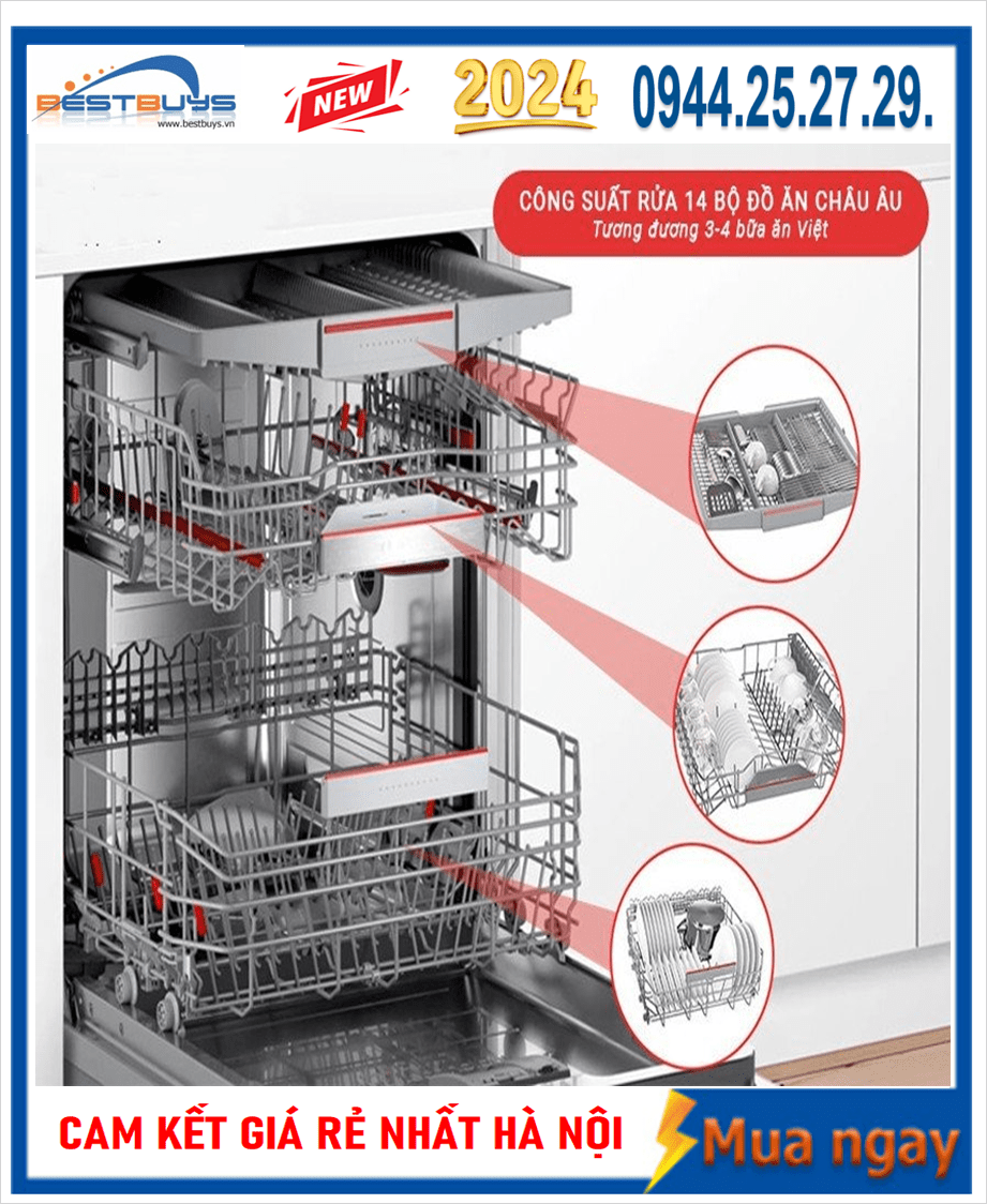 Máy rửa bát Bosch 14 bộ Serie 6 sấy Zeolith SMS6ZCI16E [Đức] New 2024