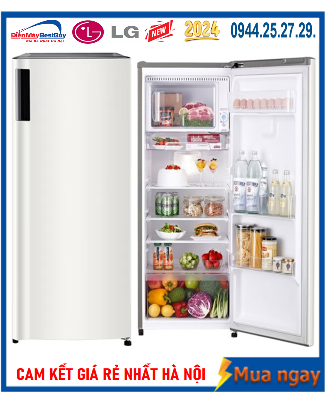 Tủ lạnh LG 1 cửa 195 lít Mầu be tự nhiên LOB16BGM New 2025