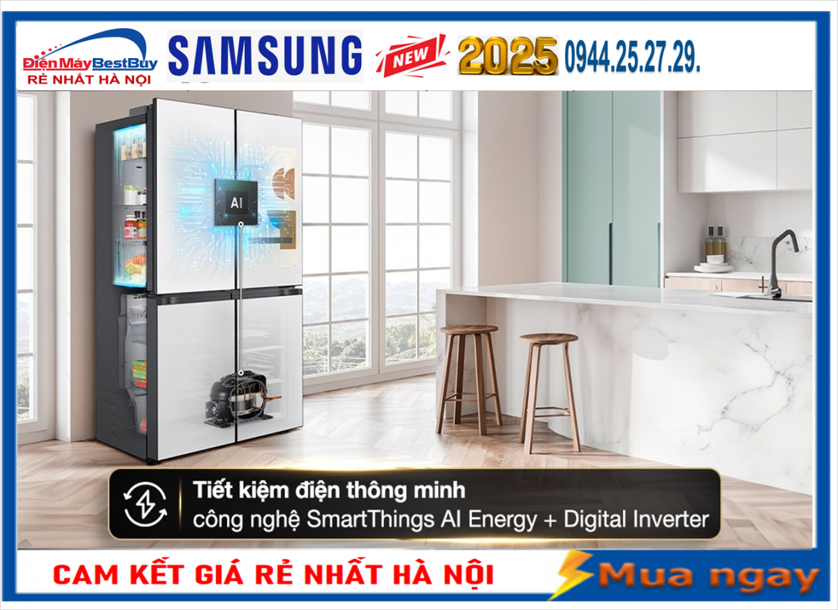 Tủ lạnh Samsung Inverter 636 lít Multi Door Bespoke RF65DB990012SV