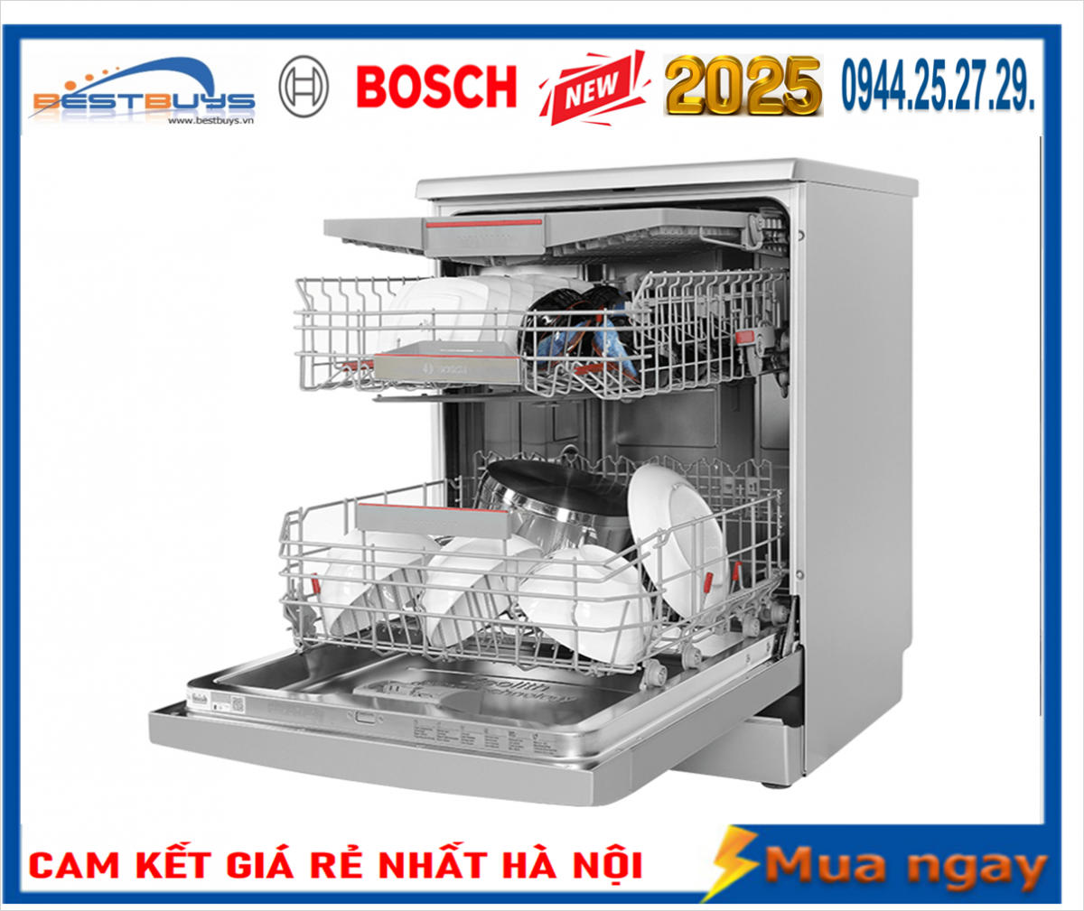 Máy rửa bát Bosch 14 bộ Serie 6 sấy Zeolith SMS6ZCI85M [Đức] New 2025