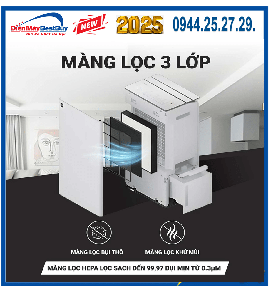 Máy hút ẩm kết hợp lọc khí 30L Sharp DW-T30FV-W [2025]