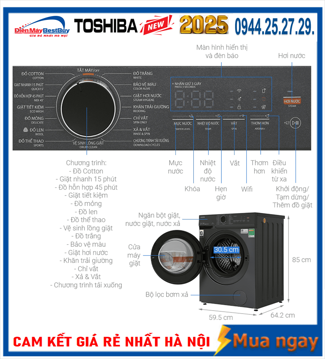 Máy giặt Toshiba Inverter 12 kg TW-T21BU130UWV(MG) Mới 2025