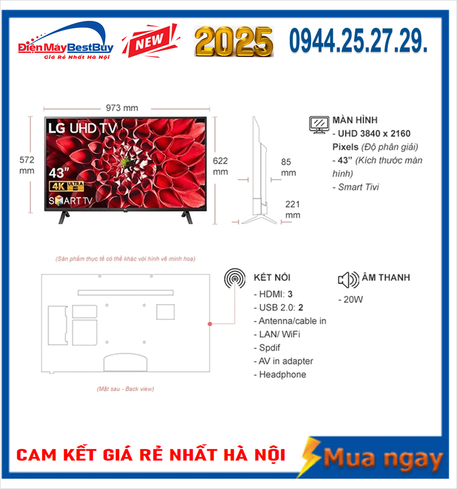 Smart Tivi LED LG 4K 43 inch 43UA7350PSB [2025]