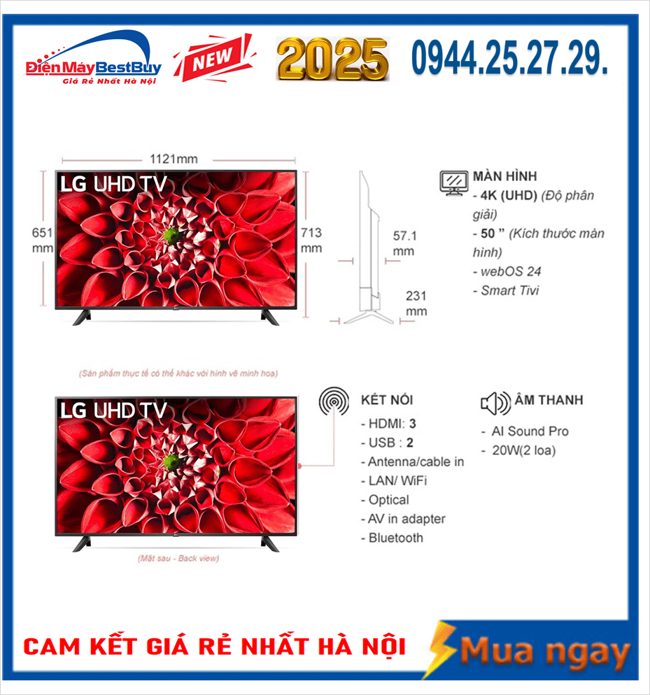 Smart Tivi LED LG 4K 50 inch 50UA7350PSB [2025]