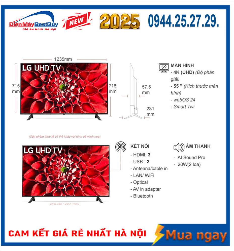 Smart Tivi LED LG 4K 55 inch 55UA7350PSB [2025]