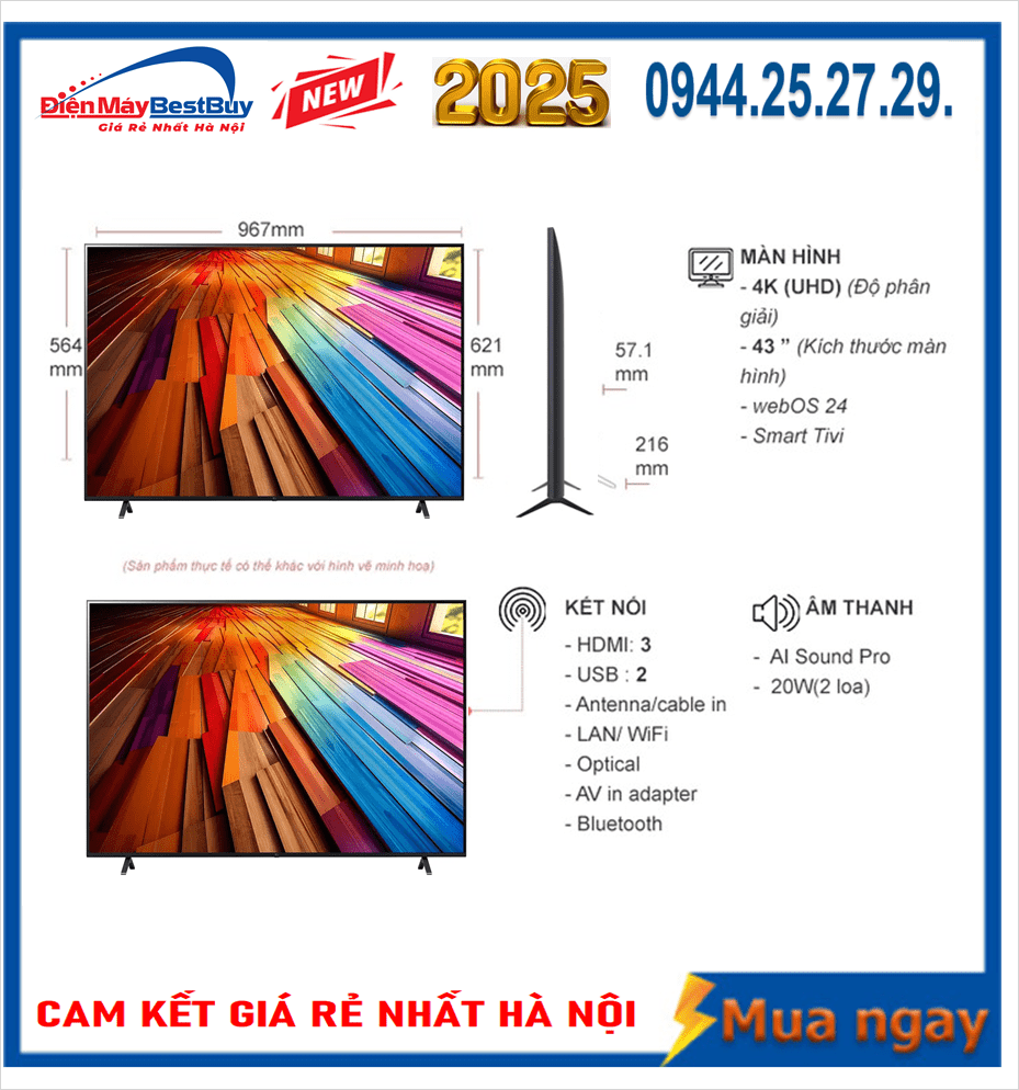 Smart Tivi LG 4K 43 inch 43UA8450ASA ThinQ AI [2025]