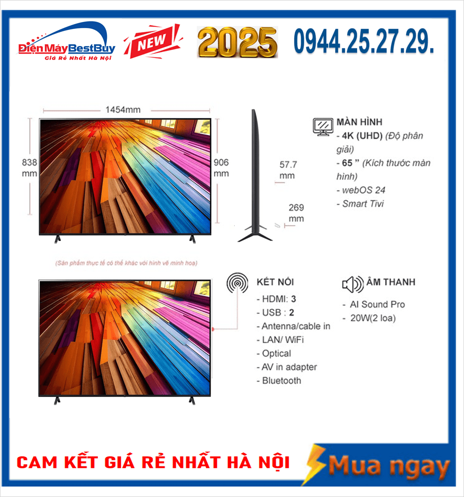 Smart Tivi LG 4K 65 inch 65UA8450ASA ThinQ AI [2025]