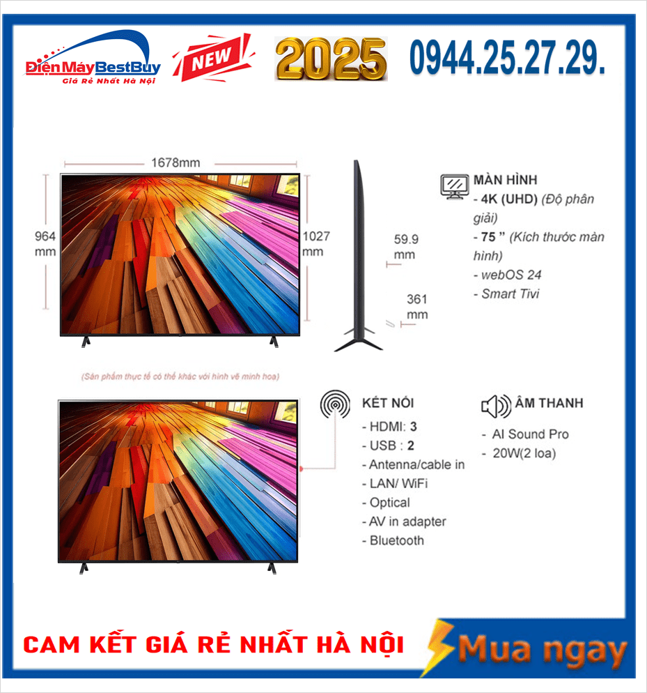 Smart Tivi LG 4K 75 inch 75UA8450ASA ThinQ AI [2025]