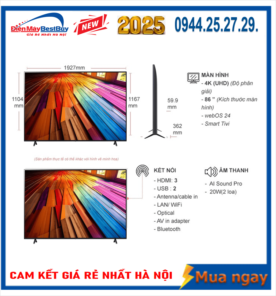Smart Tivi LG 4K 86 inch 86UA8450ASA ThinQ AI [2025]