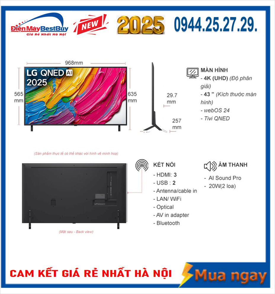 Tivi QNED LG AI 4K 43 inch 43QNED80ASA New [2025]