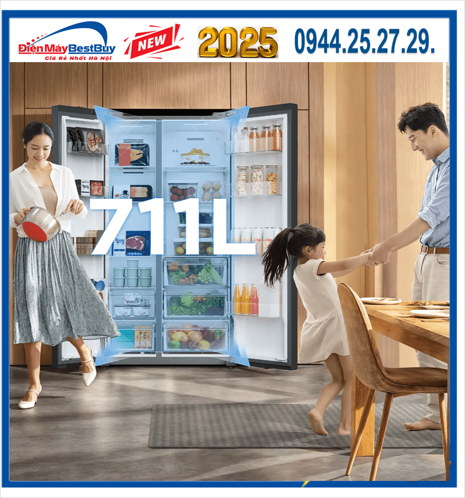 Tủ lạnh Toshiba Inverter 711 lít Side By Side GR-RS910WI-PMV(06)-MG Mới 2025