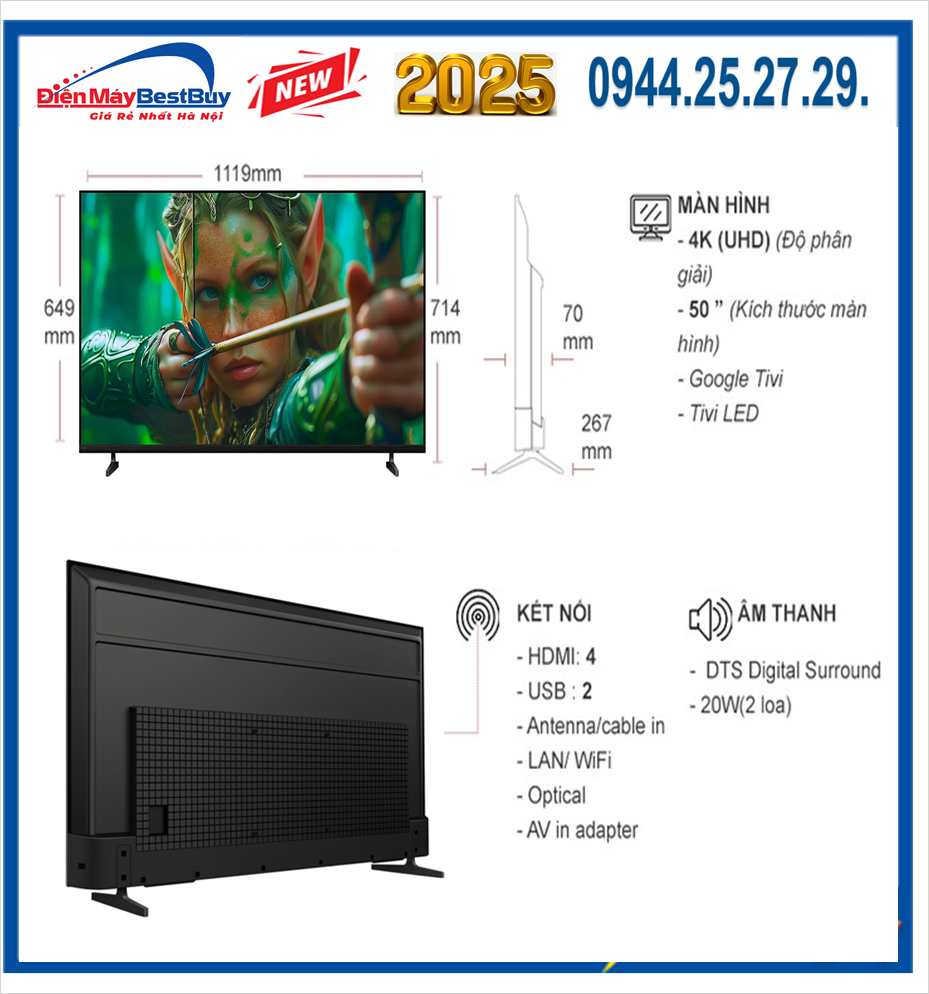 Nơi Bán Smart TiVi Sony BRAVIA 2 II 50 inch 4K HDR (K-50S25) Giá rẻ nhất