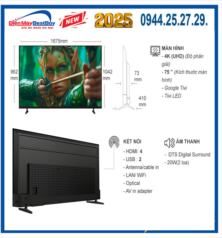 Nơi Bán Smart TiVi Sony BRAVIA 2 II 75 inch 4K HDR (K-75S25) Giá rẻ nhất