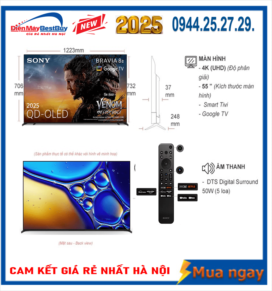 Nơi bán Tivi OLED Sony 55 inch Bravia 8 II K-55XR8 (2025) giá rẻ nhất