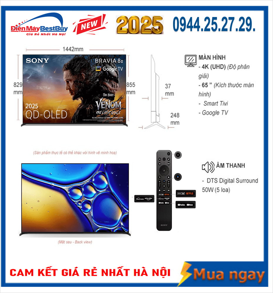 Nơi bán Tivi OLED Sony 65 inch Bravia 8 II K-65XR8 (2025) giá rẻ nhất