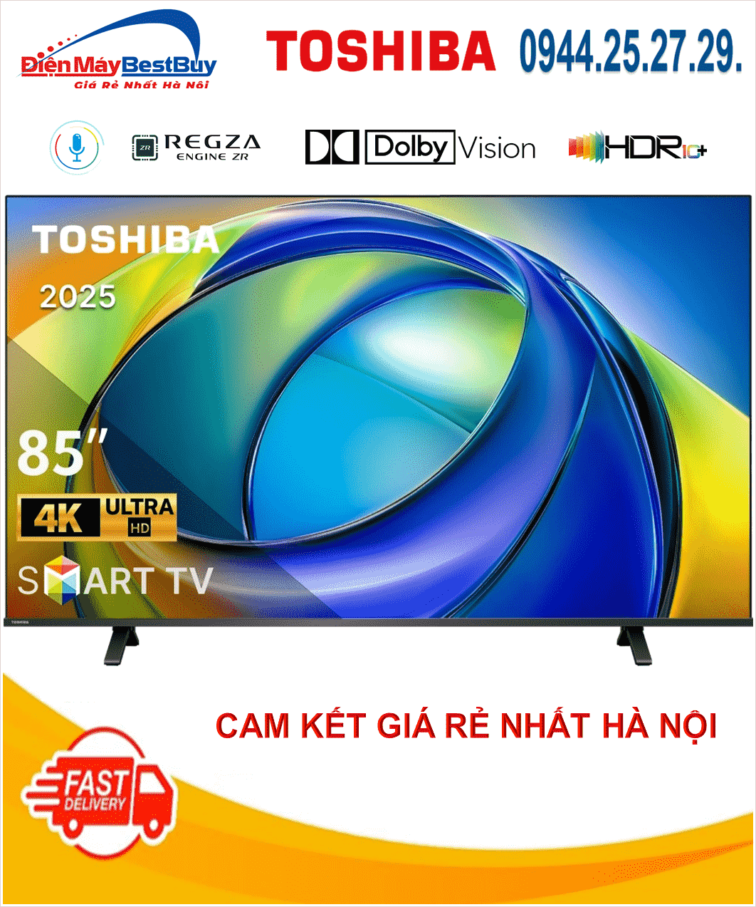 Smart Tivi Toshiba AI 4K 85 inch 85C350RP [2025]