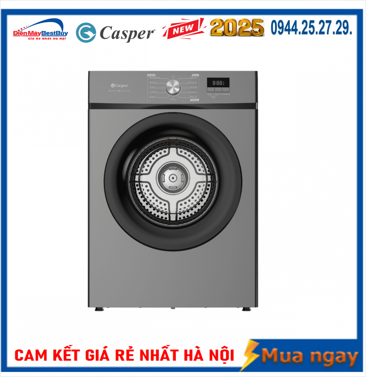 Máy Sấy Thông Hơi Casper 9kg TD-E9VG1