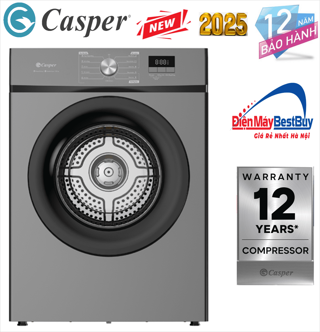Máy Sấy Thông Hơi Casper 9kg TD-E9VG1