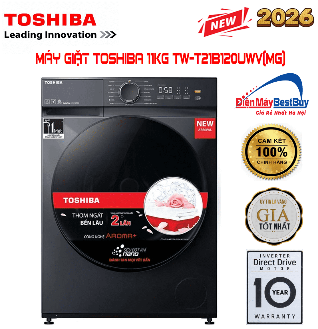 Máy giặt Toshiba Lồng Ngang 11kg TW-T21B120UWV(MG)
