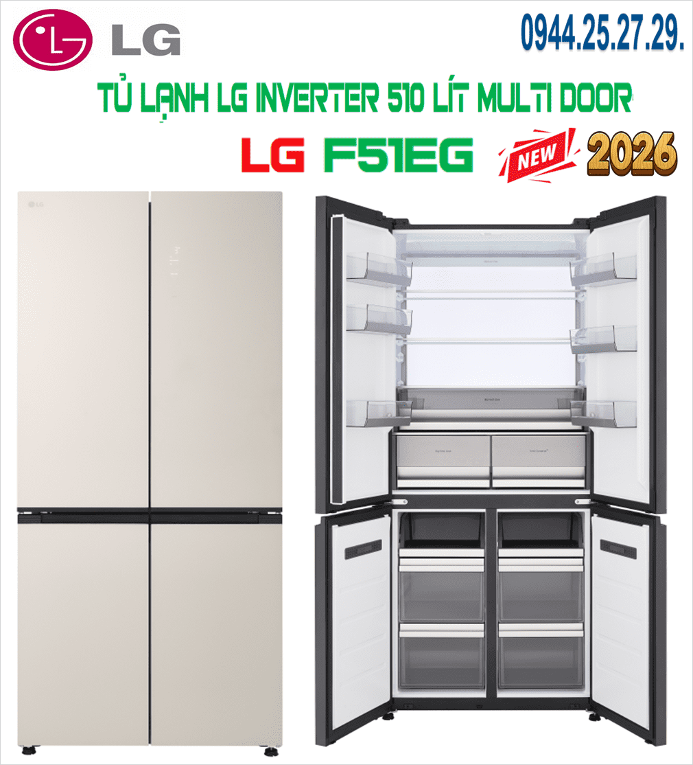 Tủ lạnh LG F51EG Inverter 510 lít 4 cánh 2025