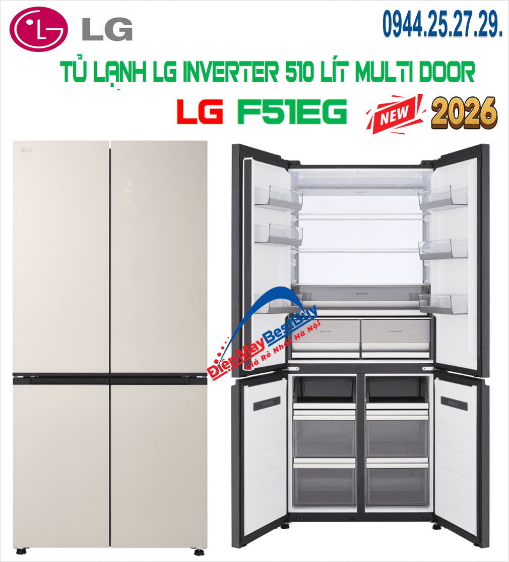 Tủ lạnh LG F51EG Inverter 510 lít 4 cánh 2025
