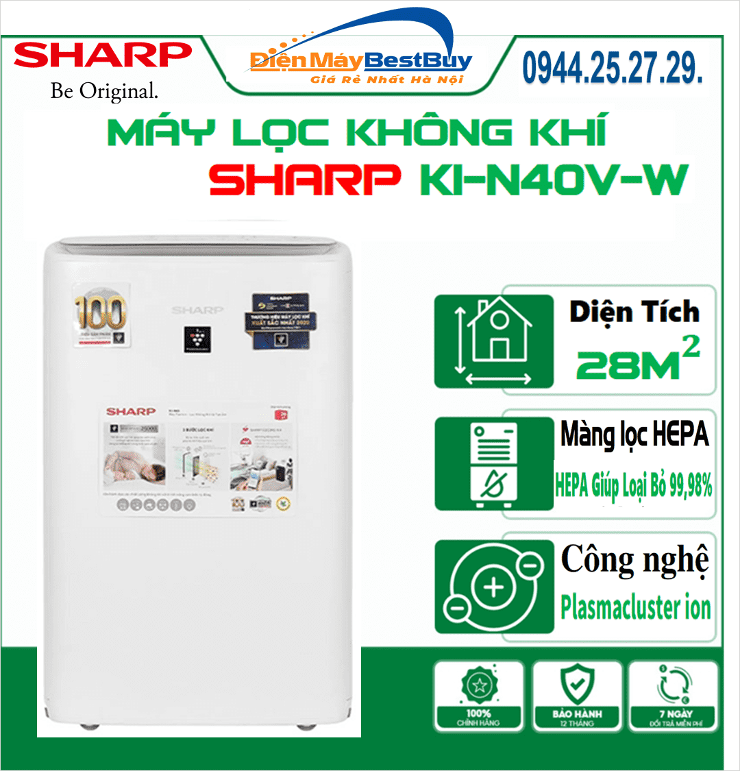 Máy lọc không khí và tạo ẩm Sharp KI-N40V-W/H
