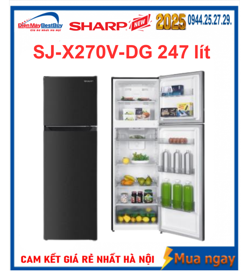Tủ lạnh Sharp SJ-X270V-DG Inverter 247 lít