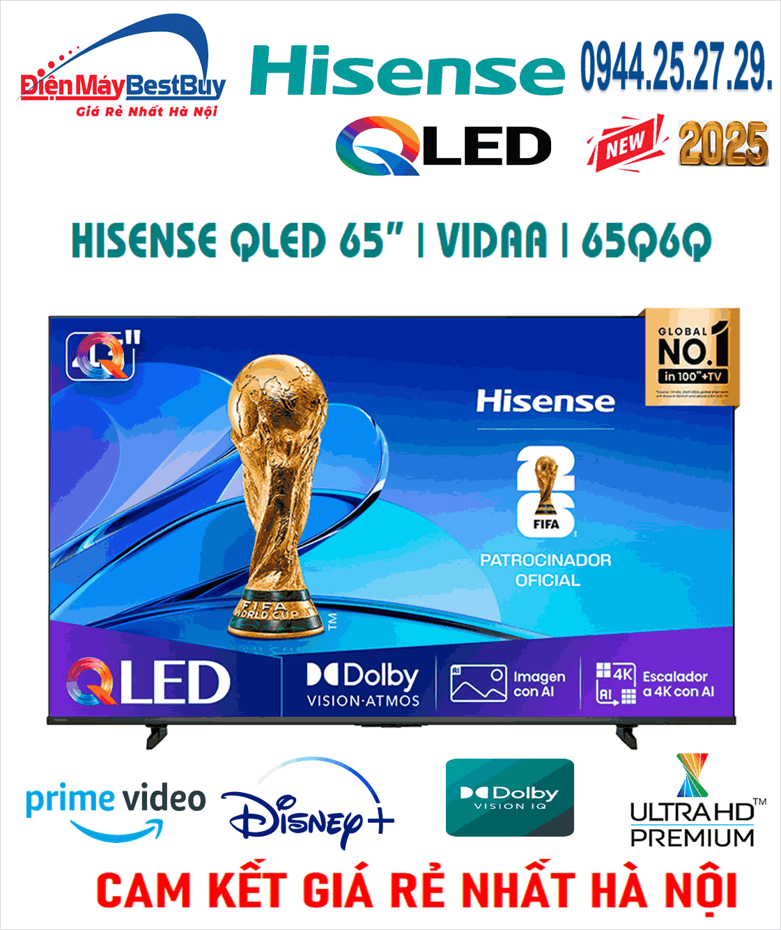 Tivi QLED Hisense 4K 65 inch 65Q6Q