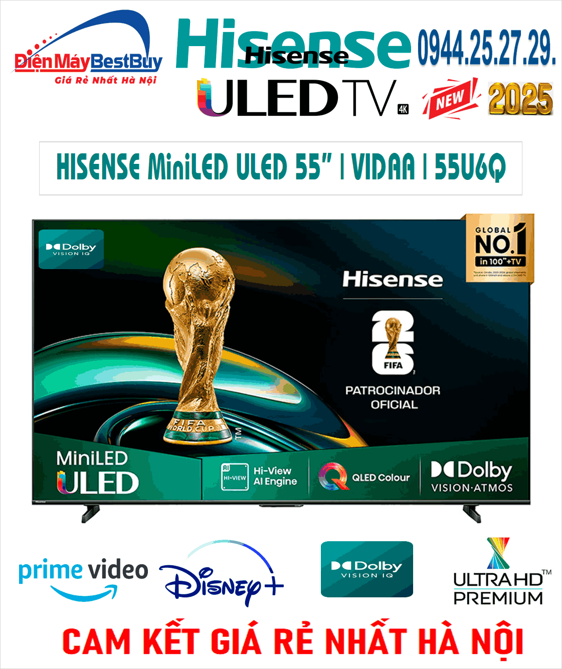 Tivi Hisense ULED MiniLED 4K 55 Inch 55U6Q