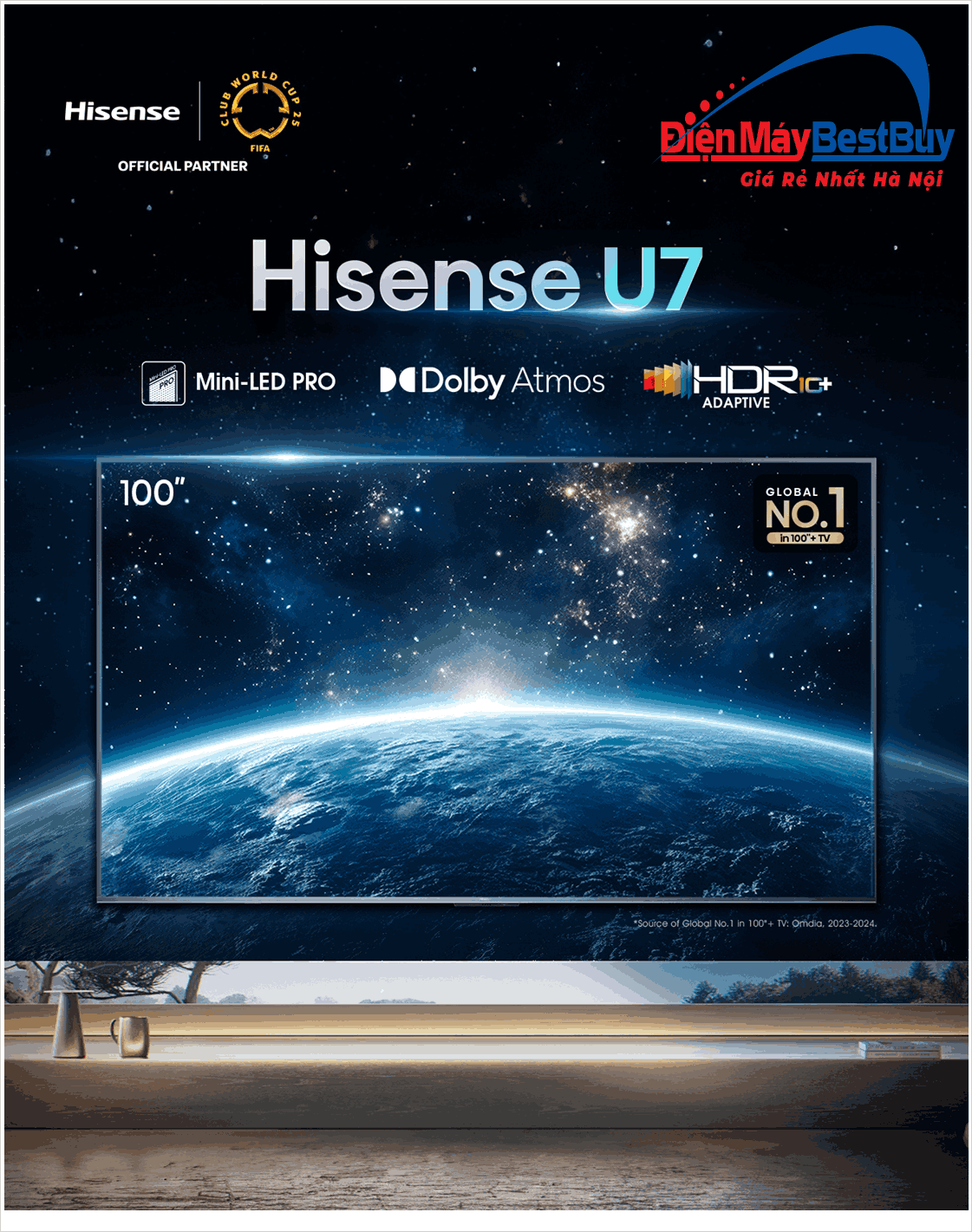 Tivi ULED Hisense AI 4K 100 inch 100U7Q