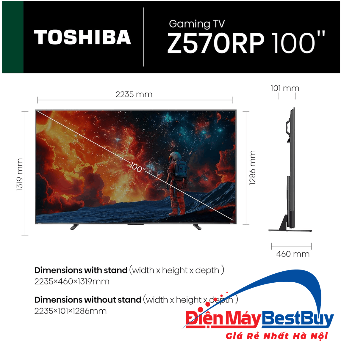 Tivi QLED Toshiba AI 4K 100 inch [100Z570SP] Mới 2026