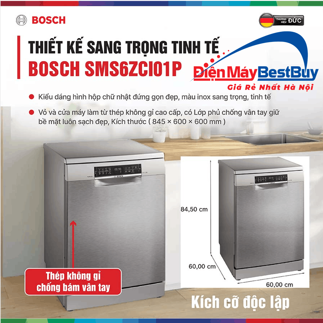 Máy Rửa Bát 14 Bộ Bosch SMS6ZCI01P Seri 6