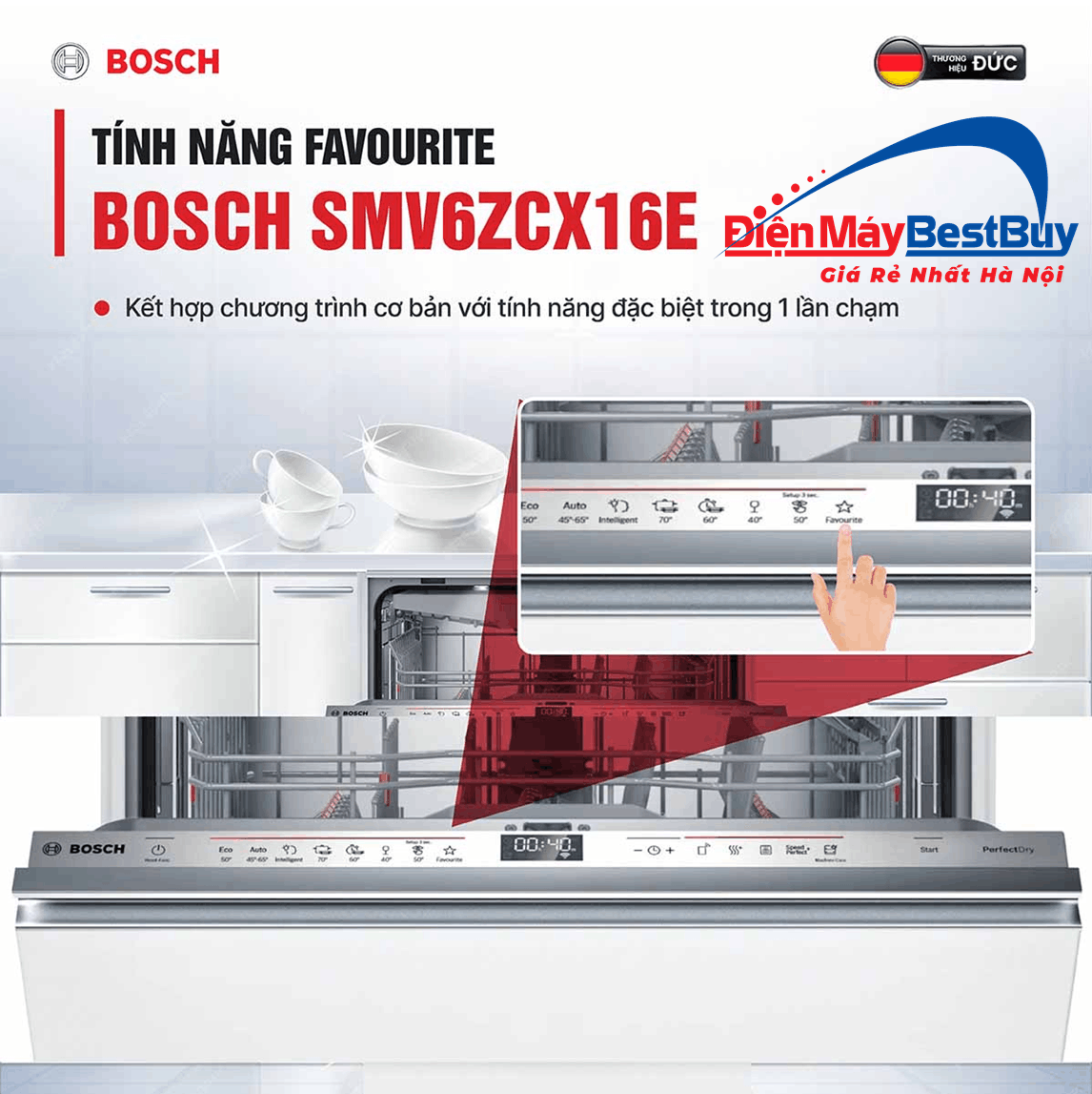 Máy Rửa Bát  Âm Tủ BOSCH SMV6ZCX16E Serie 6