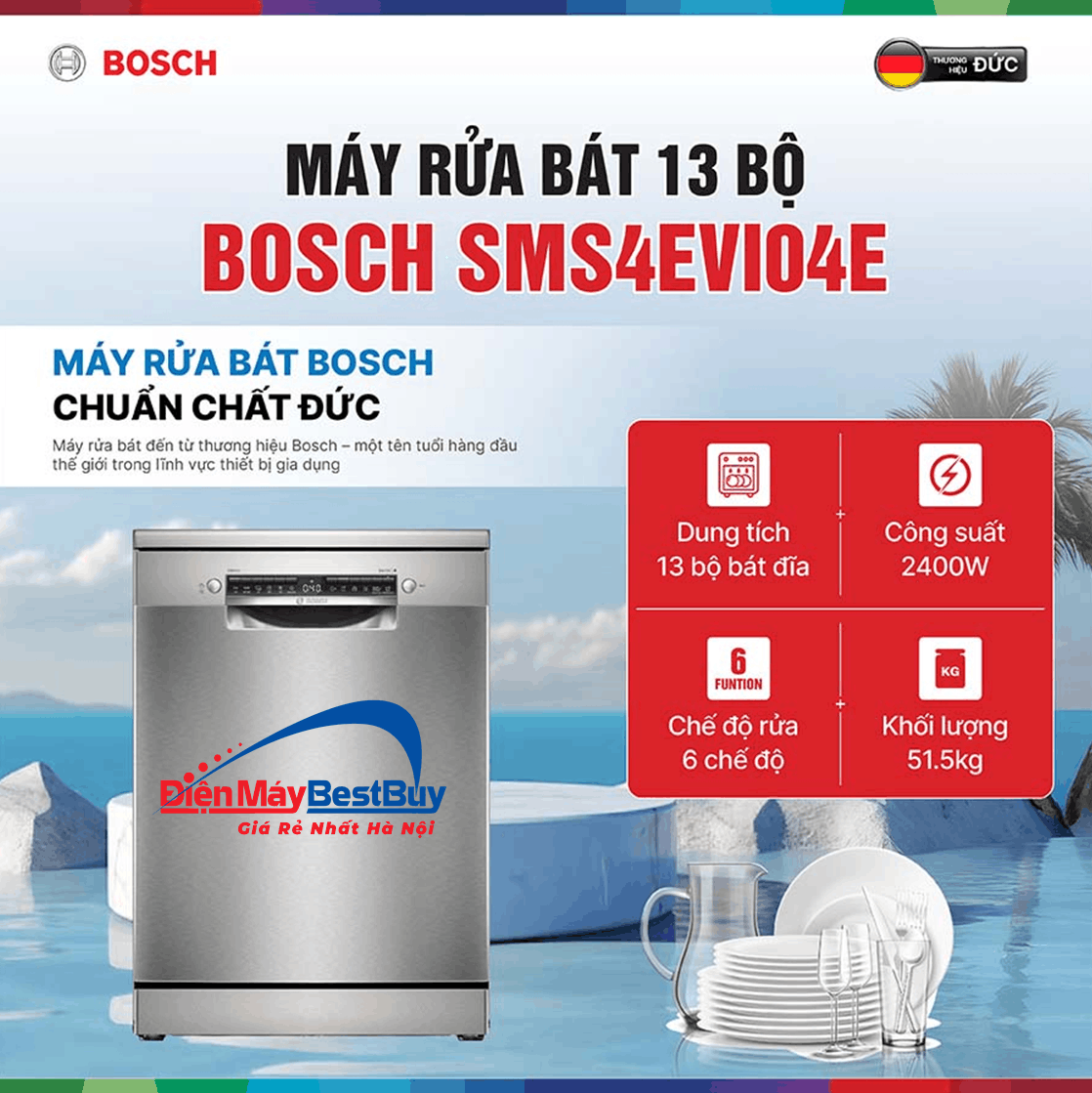 Máy Rửa Bát Độc Lập BOSCH SMS4EVI04E