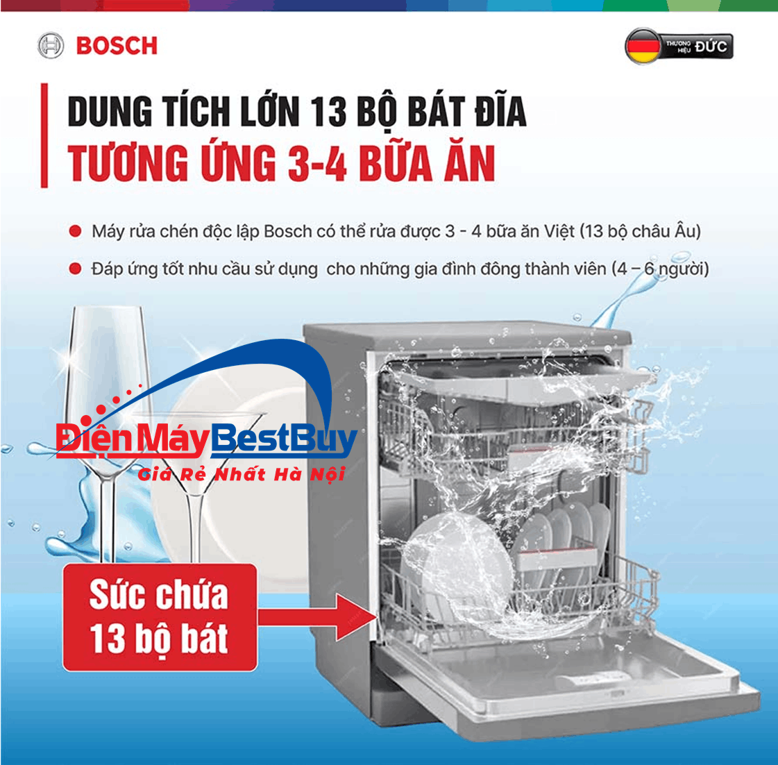 Máy Rửa Bát Độc Lập BOSCH SMS4EVI04E