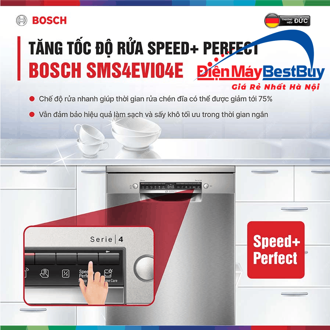 Máy Rửa Bát Độc Lập BOSCH SMS4EVI04E