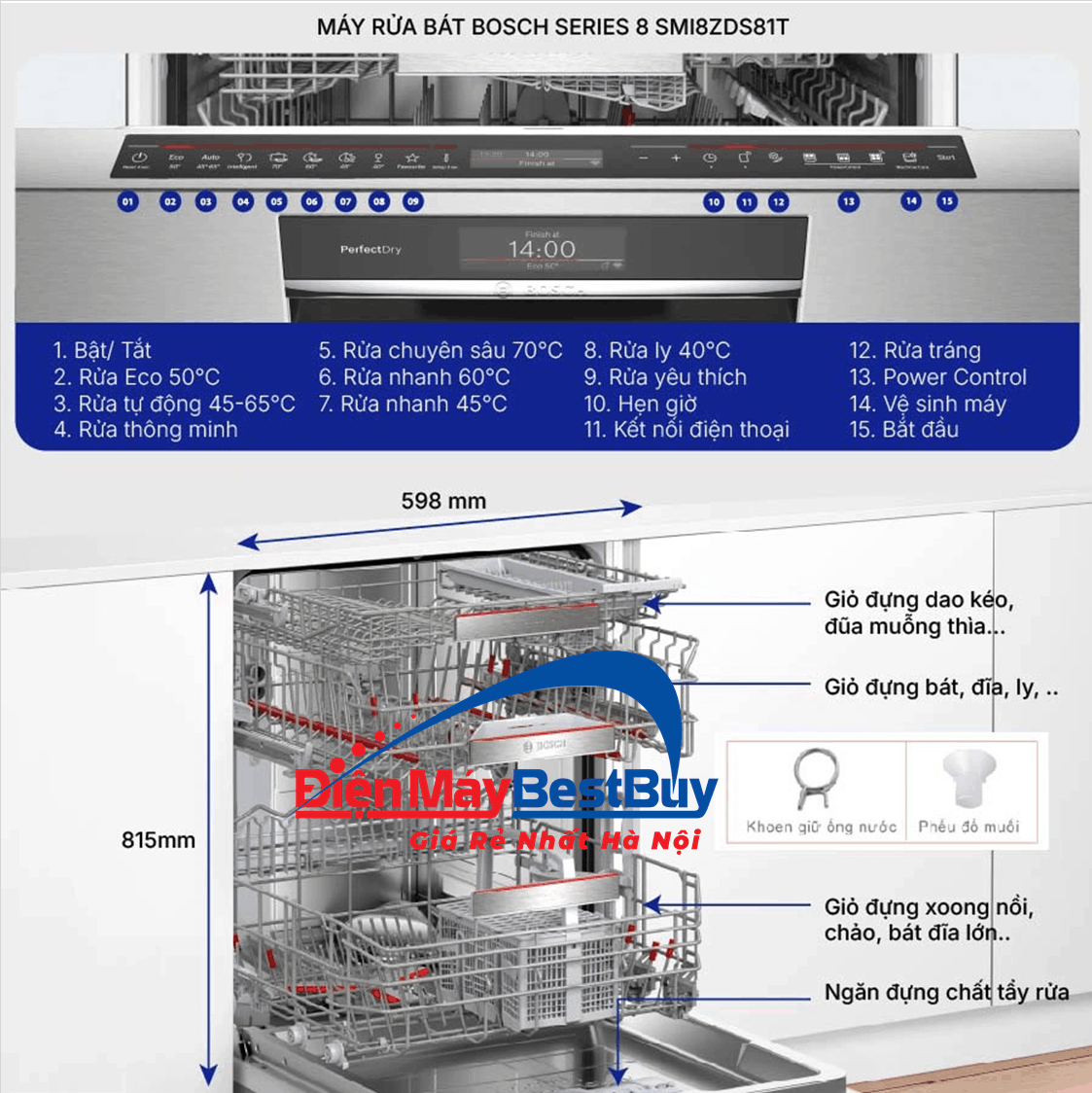 Máy Rửa Bát Âm Tủ BOSCH SMI8ZDS81T Serie 8