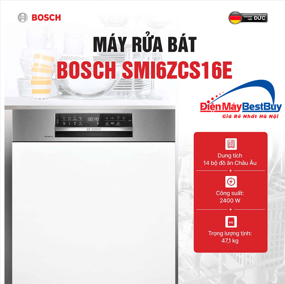 Máy Rửa Bát Âm Tủ BOSCH SMI6ZCS16E Serie 6