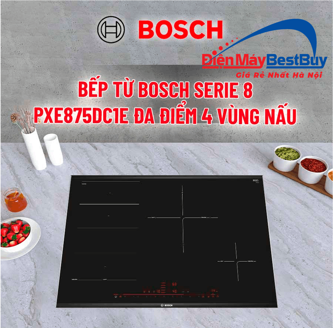 Bếp Từ 4 Vùng Nấu Lắp Âm Bosch PXE875DC1E