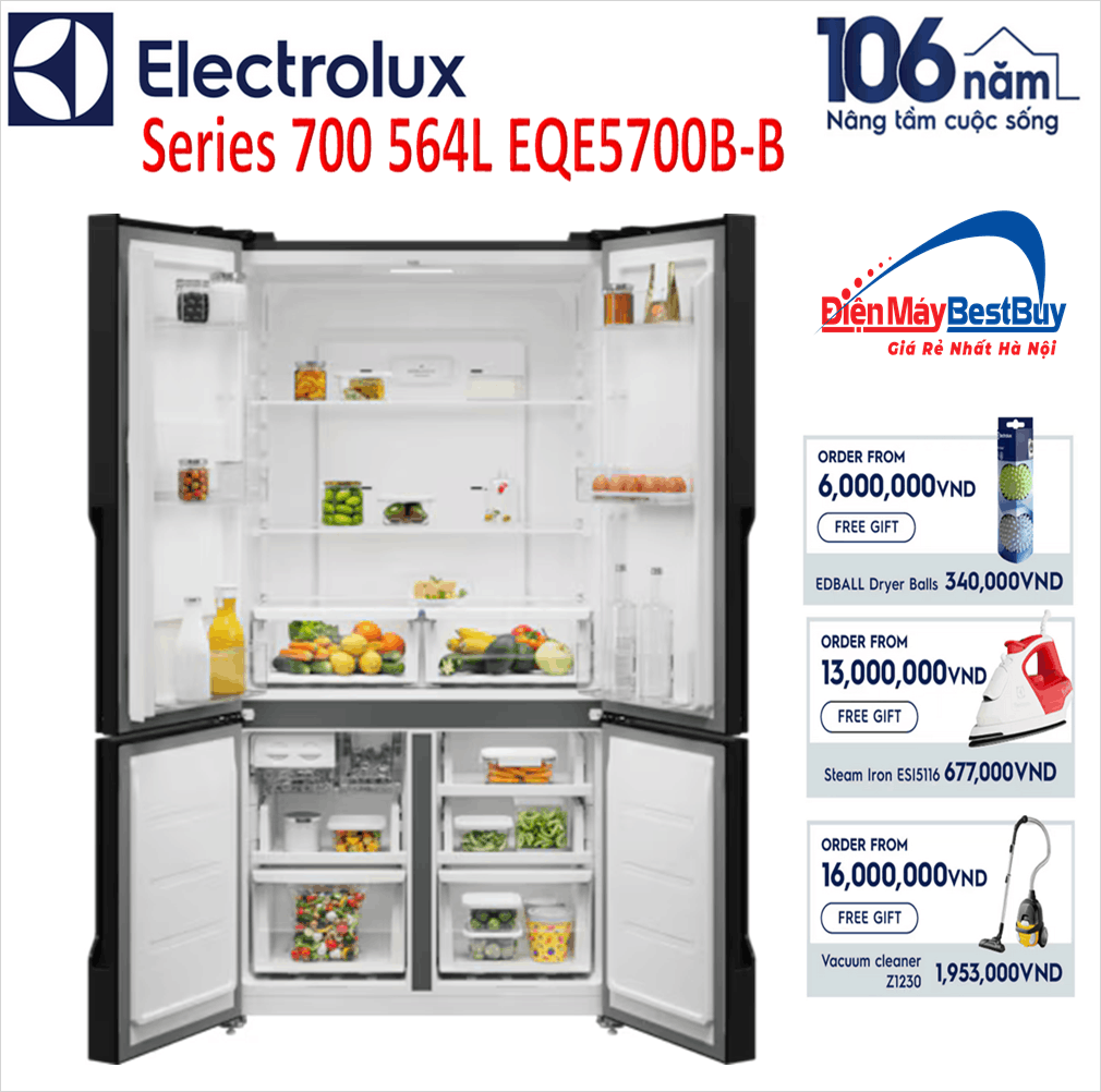 Tủ lạnh Electrolux 4 cánh Series 700 564L EQE5700B-B